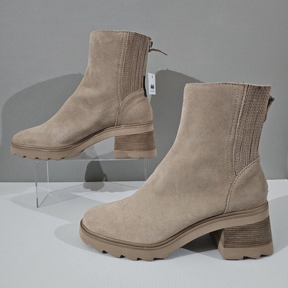 NEW Dolce Vita Martey H20 Wide Ankle Boot Women 9.5 Taupe Suede Waterproof Fall - Picture 2 of 14
